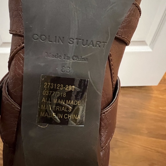 Colin Stuart Brown Leather Fur Bootie Boots Size 8 - Picture 8 of 9